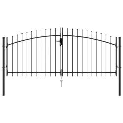 Portail de cl&ocirc;ture Woerden &agrave; double porte avec pointes sup&eacute;rieures 299,5 x 174,5 cm