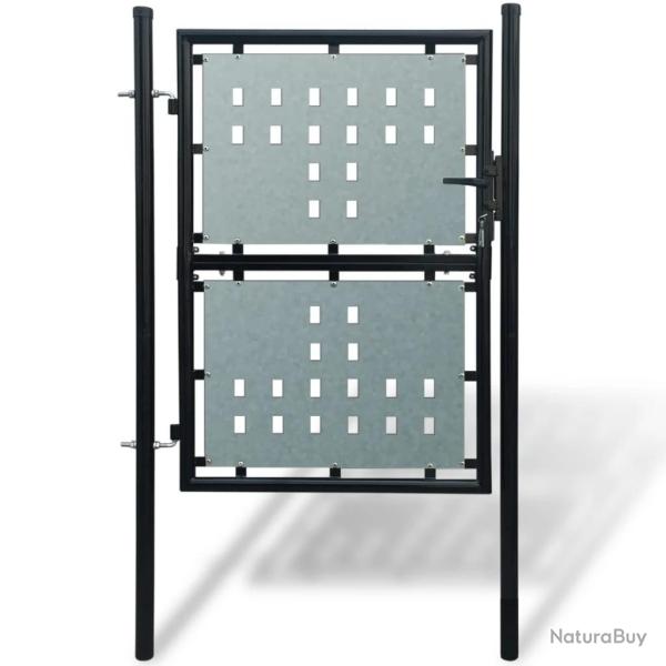 Portail simple de cl�ture Noir 100x200 cm alsavelo
