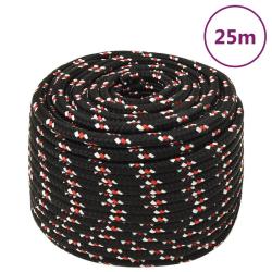 Corde de bateau Noir 12 mm 25 m Polypropyl&egrave;ne