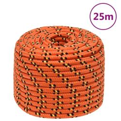 Corde de bateau Orange 12 mm 25 m Polypropyl&egrave;ne