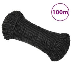 Corde de travail Noir 6 mm 100 m polypropyl&egrave;ne