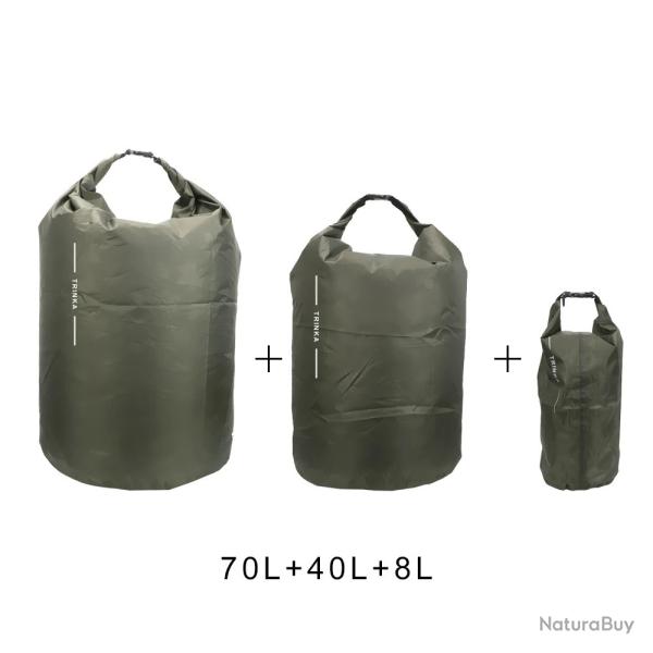 Sac de Rangement �tanche et Flottant pour Voyage en Plein Air Portable pour la Bateau 70+40+8Litres