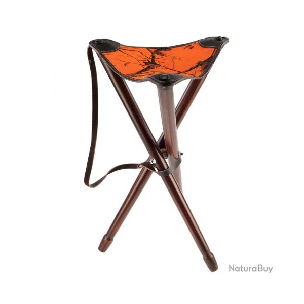 Tr�pied JANUEL arcy bois assise tissu camo orange 65cm