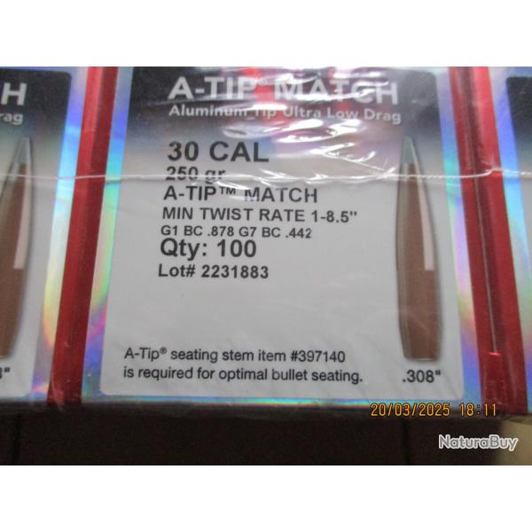 500 Ogives HORNADY cal 30-250gr A-Tip