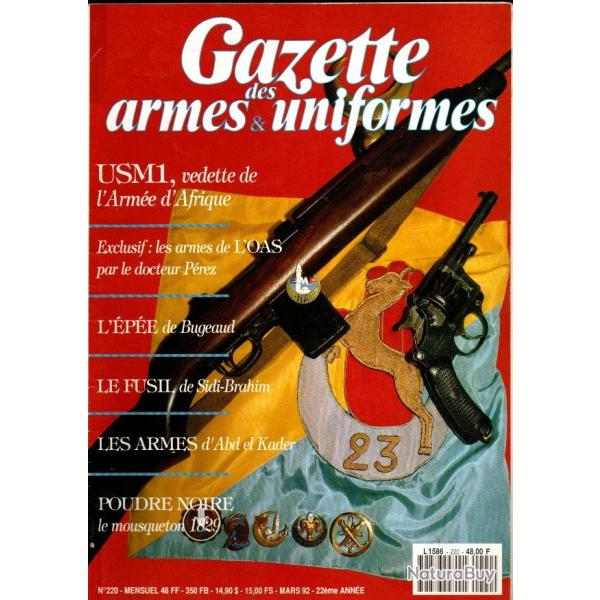 gazette des armes et uniformes 220 , �p�e de bugeaud, armement fran�ais afn, mousqueton artillerie