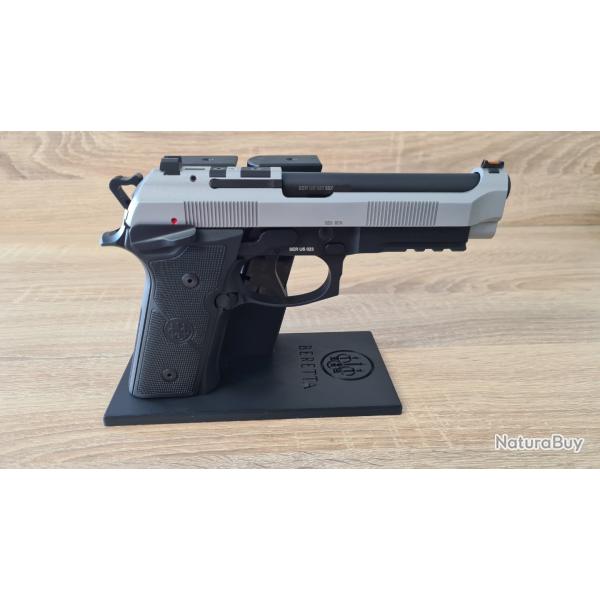Stand / Support / Prsentoir pour pistolet Beretta 92X GTS / 92xi SAO + 2 chargeurs gris