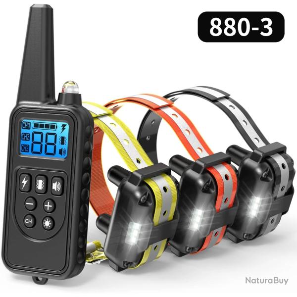 ollier de dressage pour 3 chiens avec tlcommande  5-120KG 2600M, LIVRAISON GRATUITE