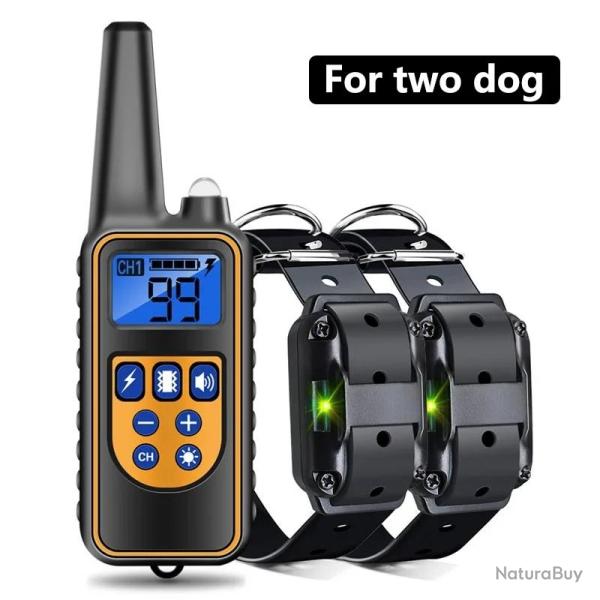 Collier de dressage numrique , 800m, tanche, Rechargeable - 2 CHIENS - ORANGE, LIVRAISON GRATUITE