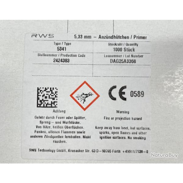 Amorces Large Rifle RWS - RUAG boite de 1000