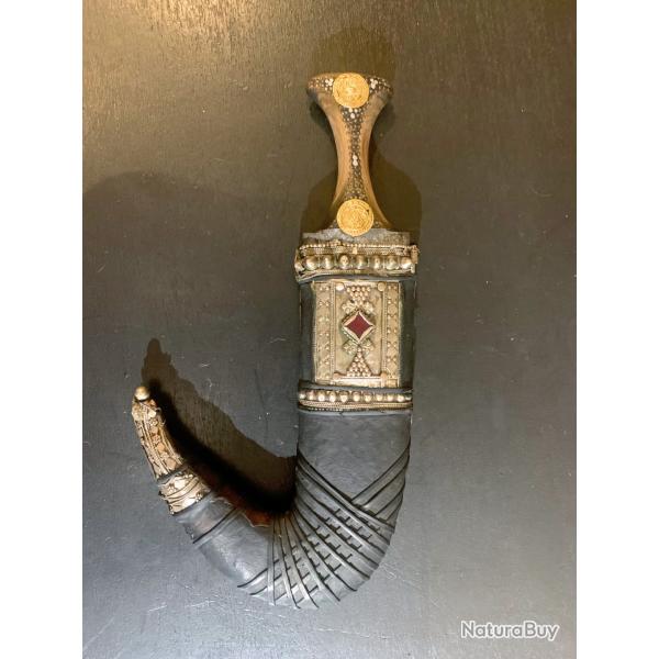 BEAU POIGNARD JAMBIYA DU YEMEN, MILIEU XX, COUTEAU TRES DECORE, KHANJAR