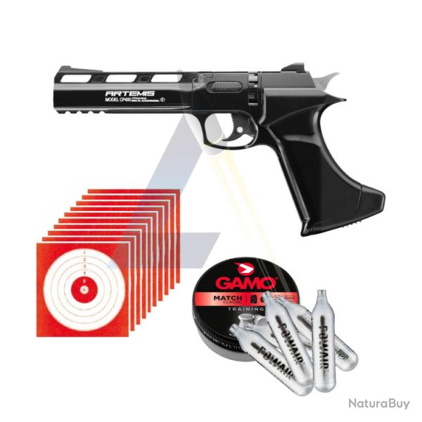 Vente Flash! Pistolet CO2 Art�mis CP400 - 3.5 Joules  + Plombs Gamo + CO2 + Cibles