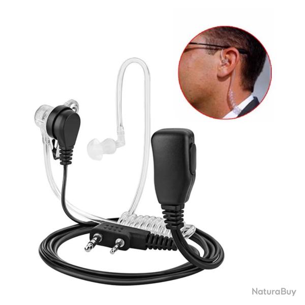 Oreillette Tube Acoustique 2 Pin PTT MIC pour Baofeng UV-5R BF-888S TYT CB Talkie-Walkie