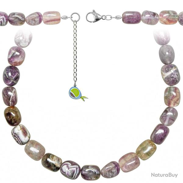 Collier en fluorite violette - Grosses perles roul�es 1.5 cm - 55 cm