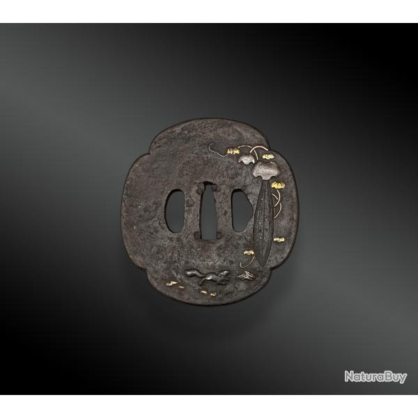 Tsuba En Mokko Gata Au Motif De L'cureuil Japon - Priode Edo (1606 - 1868)