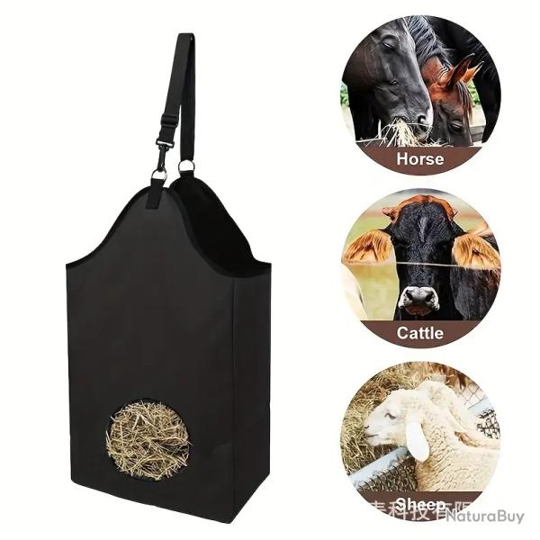 Sac de Foin Tissu Oxford Premium Anneau M�tallique Sangle R�glable pour Chevaux Sac Fourre-Tout