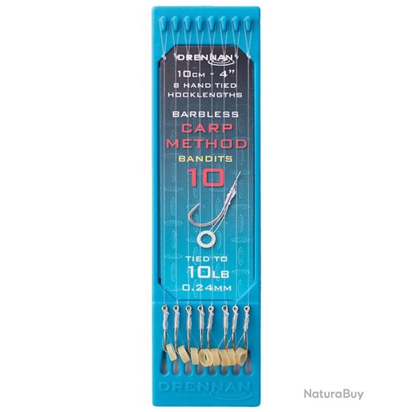 DRENNAN BAS DE LIGNE CARP METHOD BANDIT 4" HOOK PLATE DRENNAN 0,24mm 10 4''/10cm