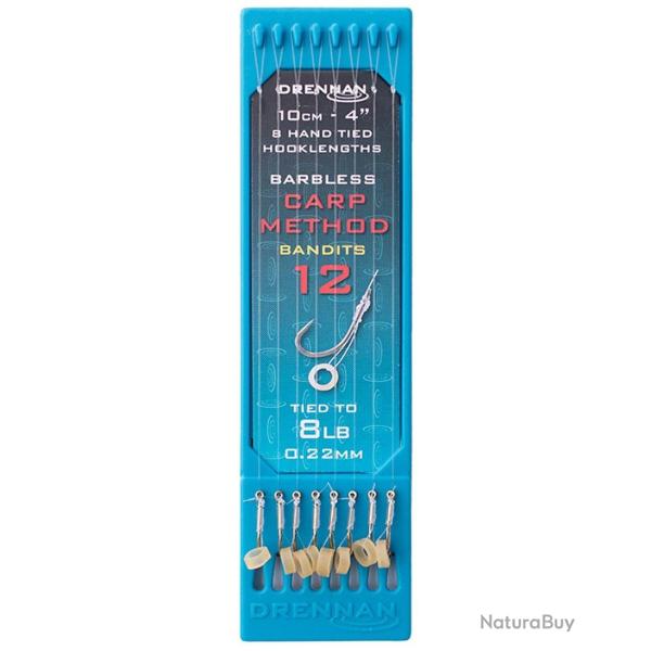 DRENNAN BAS DE LIGNE CARP METHOD BANDIT 4" HOOK PLATE DRENNAN 0,22mm 12 4''/10cm