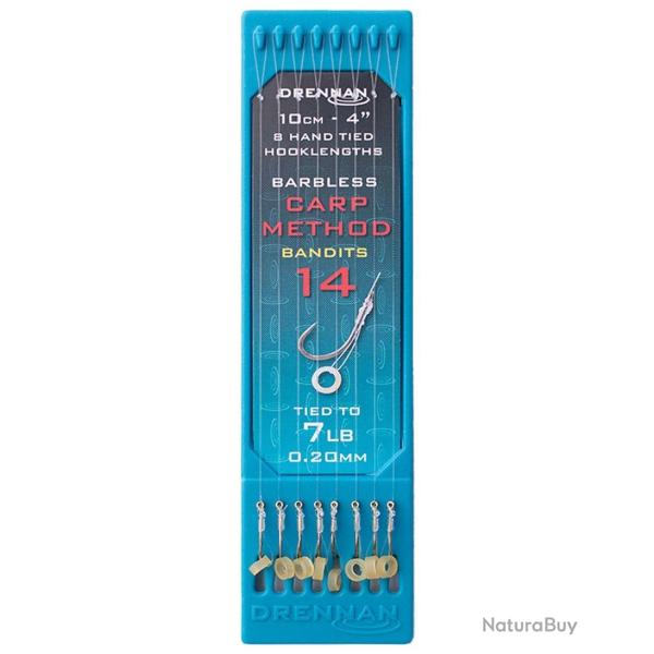 DRENNAN BAS DE LIGNE CARP METHOD BANDIT 4" HOOK PLATE DRENNAN 0,20mm 14 4''/10cm