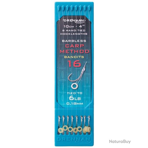 DRENNAN BAS DE LIGNE CARP METHOD BANDIT 4" HOOK PLATE DRENNAN 0,18mm 16 4''/10cm