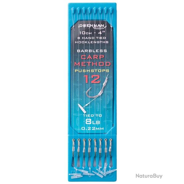 DRENNAN BAS DE LIGNE CARP METHOD PUSHSTOPS 4" HOOK PLATE DRENNAN 0,22mm 12 4''/10cm