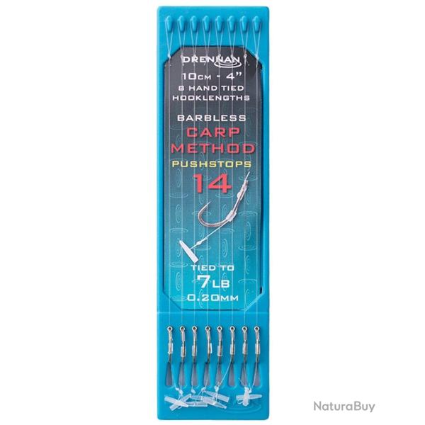 DRENNAN BAS DE LIGNE CARP METHOD PUSHSTOPS 4" HOOK PLATE DRENNAN 0,20mm 14 4''/10cm