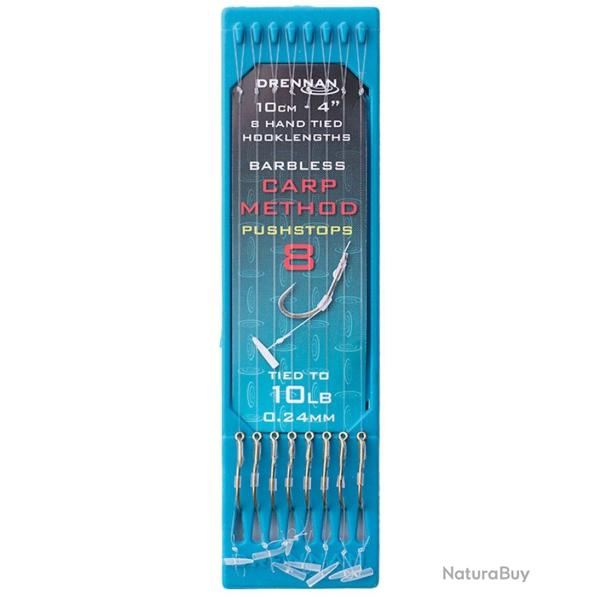 DRENNAN BAS DE LIGNE CARP METHOD PUSHSTOPS 4" HOOK PLATE DRENNAN 0,24mm 8 4''/10cm