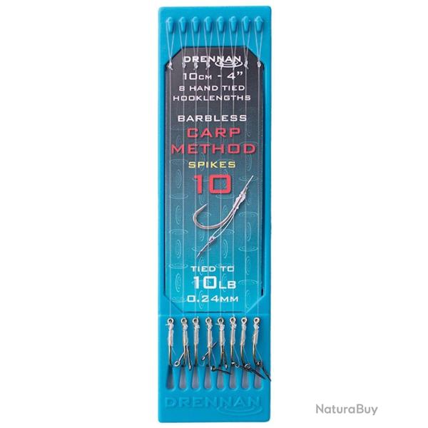 DRENNAN BAS DE LIGNE CARP METHOD SPIKE 4" HOOK PLATE DRENNAN 0,24mm 10 4''/10cm