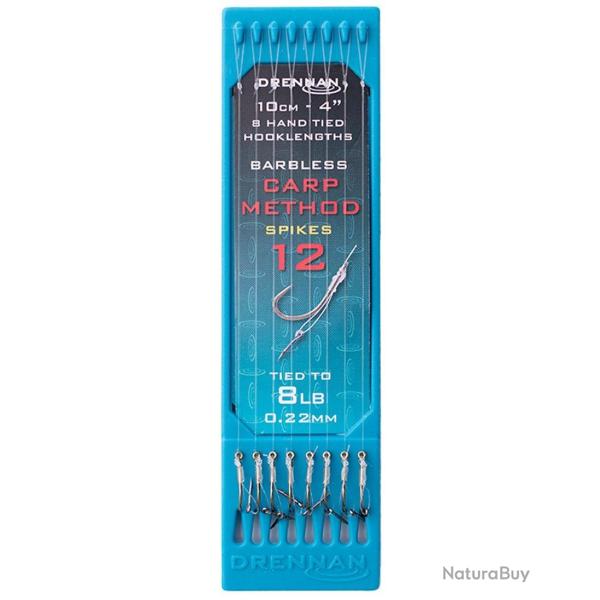 DRENNAN BAS DE LIGNE CARP METHOD SPIKE 4" HOOK PLATE DRENNAN 0,22mm 12 4''/10cm