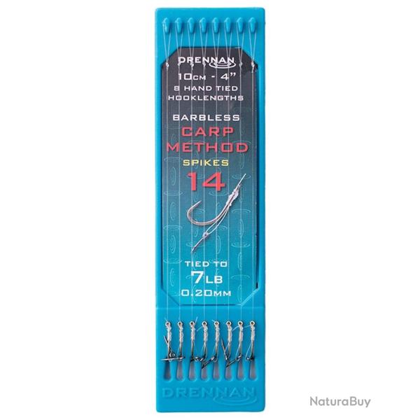 DRENNAN BAS DE LIGNE CARP METHOD SPIKE 4" HOOK PLATE DRENNAN 0,20mm 14 4''/10cm