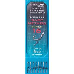 DRENNAN BAS DE LIGNE CARP METHOD SPIKE 4" HOOK PLATE DRENNAN 0,18mm 16 4''/10cm
