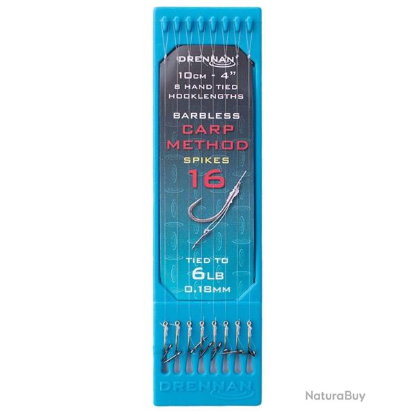 DRENNAN BAS DE LIGNE CARP METHOD SPIKE 4" HOOK PLATE DRENNAN 0,18mm 16 4''/10cm