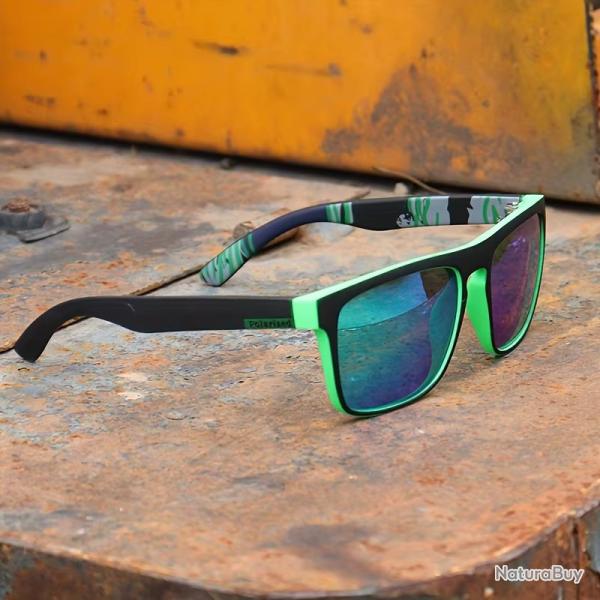 Lunettes Soleil Polaris�es Carr�es vintage Verte Unisexe Luxe Style UV400 Conducteur P�che Randonn