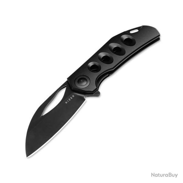 Couteau Kizer Hawk Polished DLC Titanium Lame Acier CPM S45VN Manche Black Titane Clip KI4683A1