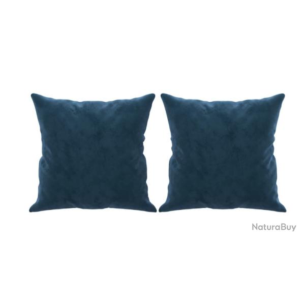 Lot de 2 coussins d�coratifs 40x40 cm - Bleu velours pour canap� et confort
