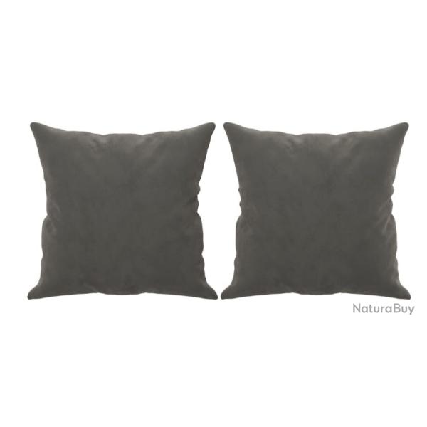 Coussins d�coratifs 2 pi�ces 40x40 cm - Velours gris fonc�, confort canap�