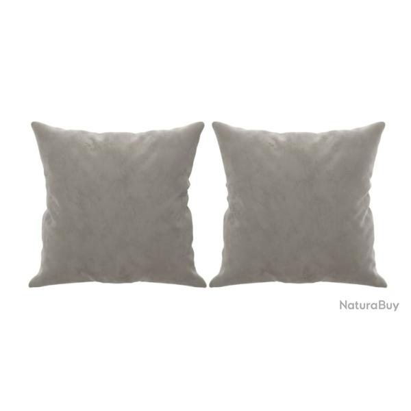 Coussins d�coratifs 2 pi�ces 40x40 cm Gris clair - Velours doux et confort canap�