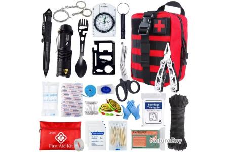 Trousse De Secours 184 Pièces - Kit Survie Complet, Compact, Avec Bandages, Ciseaux, Couverture, Pour Voiture, Maison, Camping