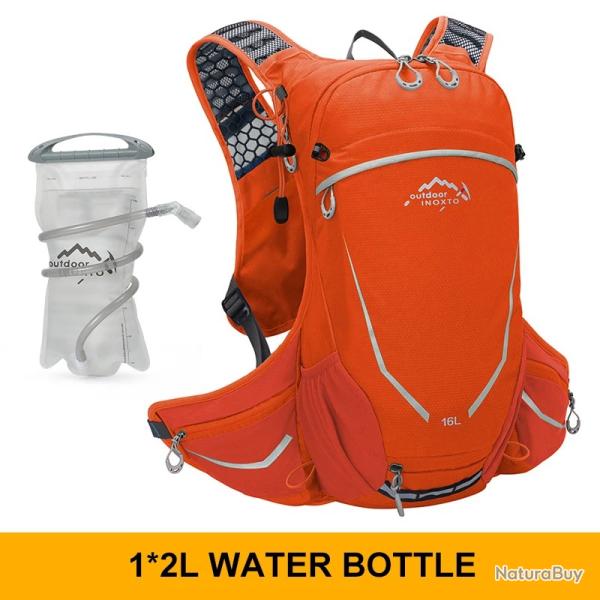 Sac  dos ultralger pour sports de plein air 16L + GOURDE 2L -ORANGE