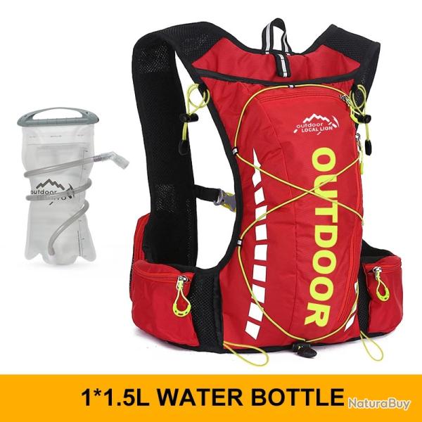 Sac � dos de cyclisme imperm�able 8 litres + GOURDE 1.5L -ROUGE-LIVRAISON GRATUITE !!!