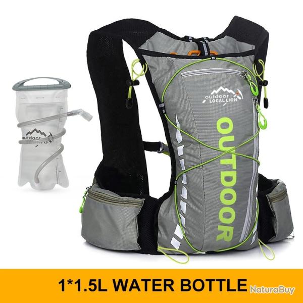 Sac � dos de cyclisme imperm�able 8 litres + GOURDE 1.5L -GRIS-LIVRAISON GRATUITE !!!
