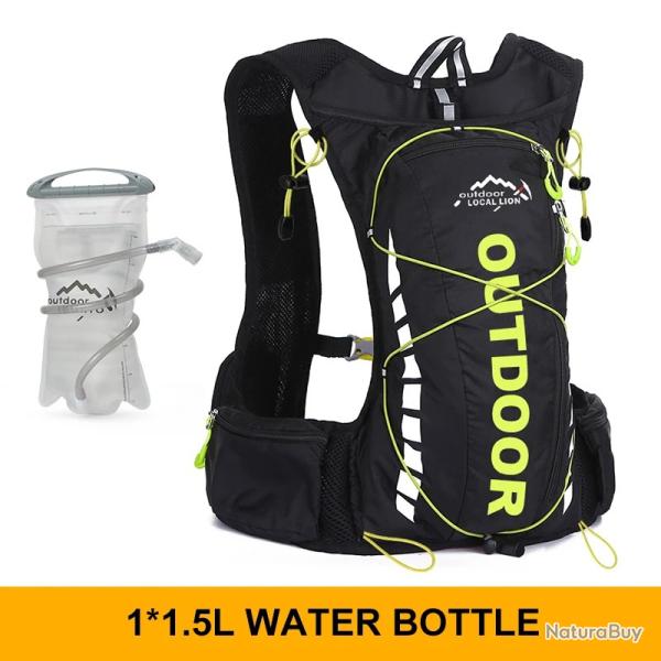 Sac  dos de cyclisme impermable 8 litres + GOURDE 1.5L NOIR/VERT