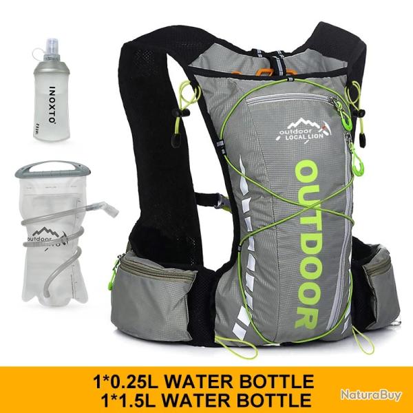 Sac � dos de cyclisme imperm�able 8 litres GOURDE 1.5L+ 250ML GRIS -LIVRAISON GRATUITE !!!