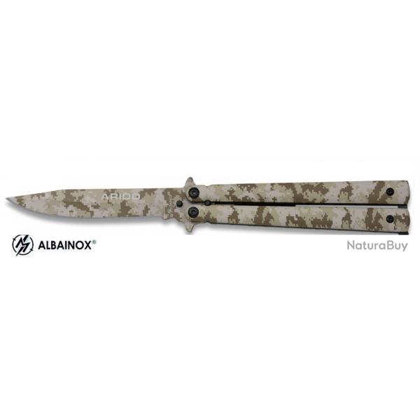 Couteau papillon camo sable Arido  lame de 10 cm