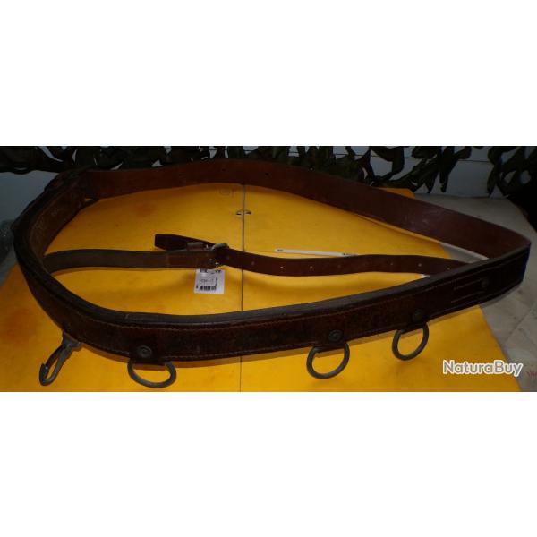 SANGLE EN CUIR POUR MONTEUR DE LIGNE DE L'ARMEE FRANCAISE PERMETTANT AVEC DES GRIFFES AU PIED DE MON