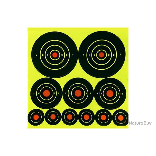 Lot de 11 Cibles Ractives et Adhsives 7.5cm-5cm-2.5cm Foyoto