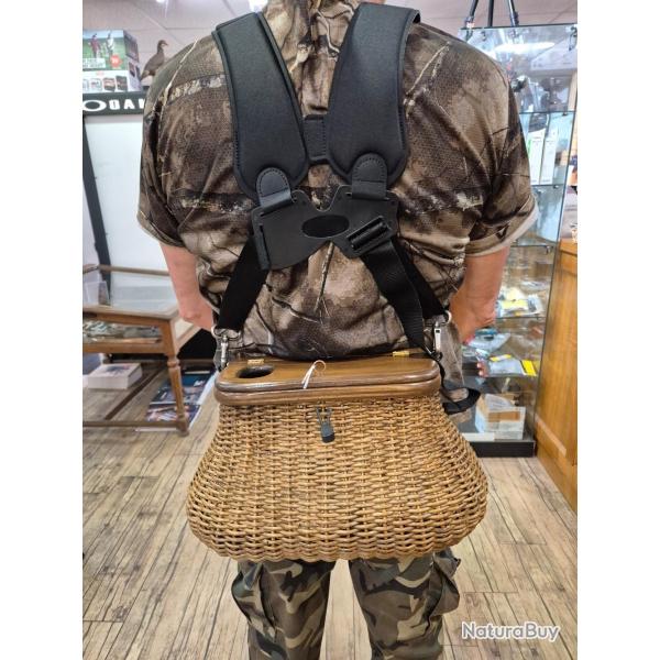 Panier peche rotin avec sangle sac a dos tres leger