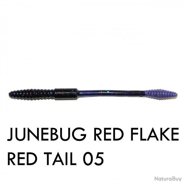 Leurre Big Bite Baits Squirrel Tail Worm Junebug Red Flake
