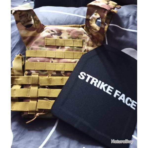 PRIX CHOC : Gilet Pare Balles Multicam NIJ3A Porte Plaques Acier avec Plaques