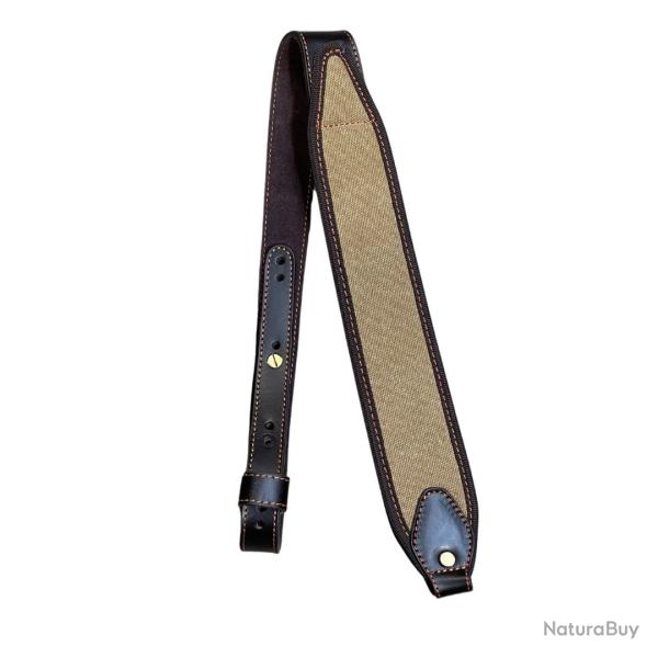 Bretelle MAREMMANO cuir marron large surpiqure orange 110cm