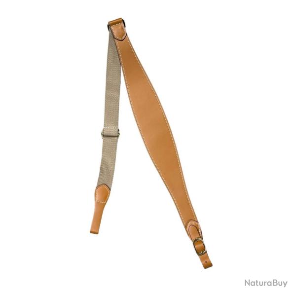 Bretelle MAREMMANO cuir orange large surpiqure blanche 110cm